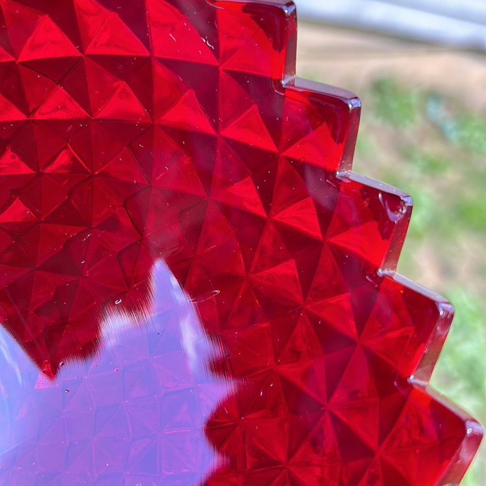 Vintage Westmoreland Ruby Red Glass Sawtooth Pattern Covered Compote GLOWS - Picture 8 of 14
